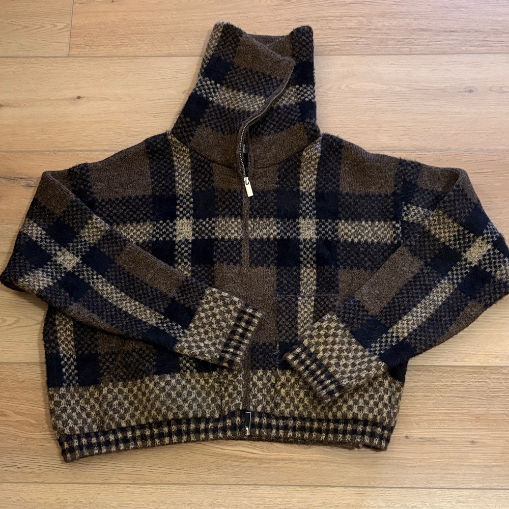 Zara Brown and Black Textured Jacket